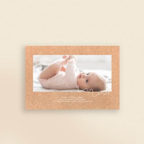 Carte Remerciement Naissance - Kraft moderne