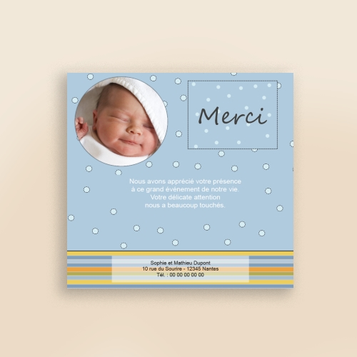 Carte Remerciement Naissance Lignes Multicolores - Avec Photo