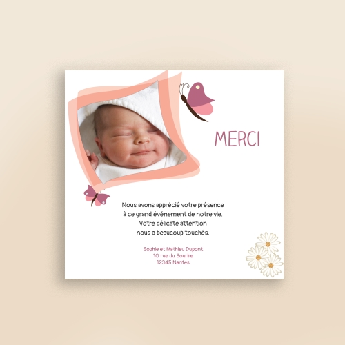 Carte Remerciement Naissance Fille Bébé Ourse