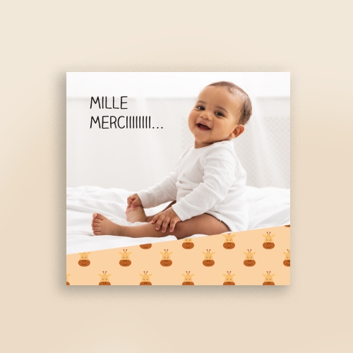 Carte Remerciement Naissance - Petite girafe