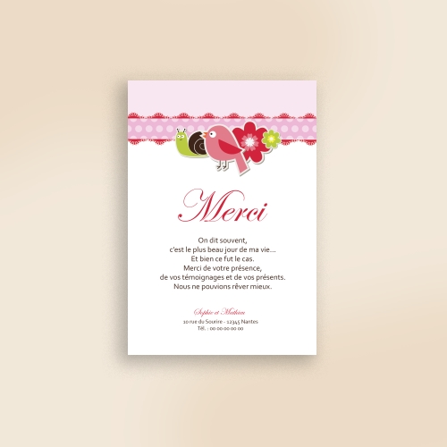 Invitation Printemps Rose - Sans Photo