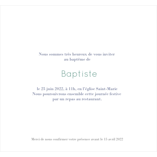 Faire Part Baptême Algues marines
