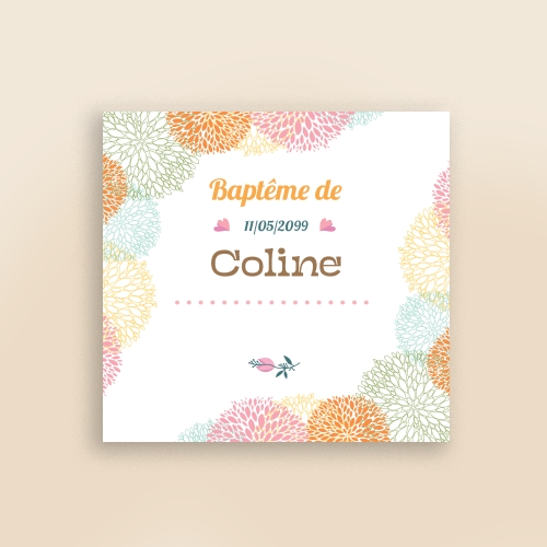 Faire Part Baptême Eclosion florale