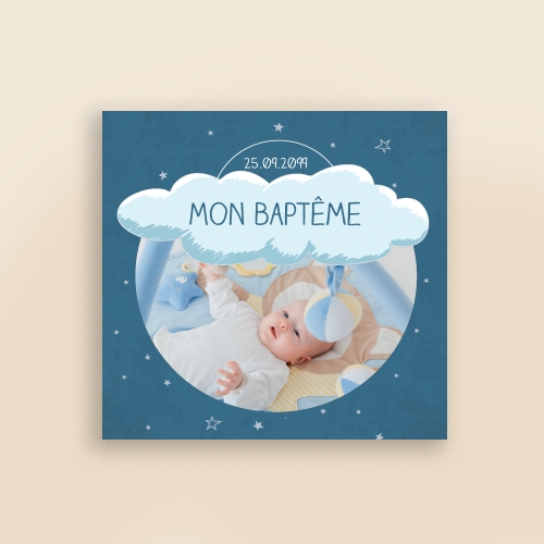 Faire Part Baptême Rêves et nuages garçon