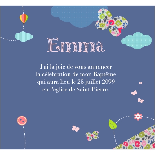 Faire Part Baptême Scrapbooking fille