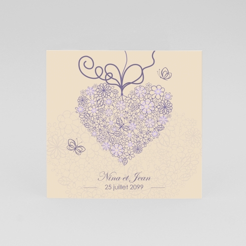 Annonce Coeur en motif floral violet