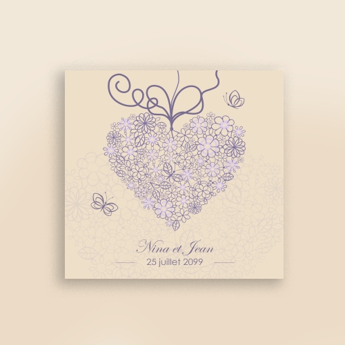 Annonce Coeur en motif floral violet