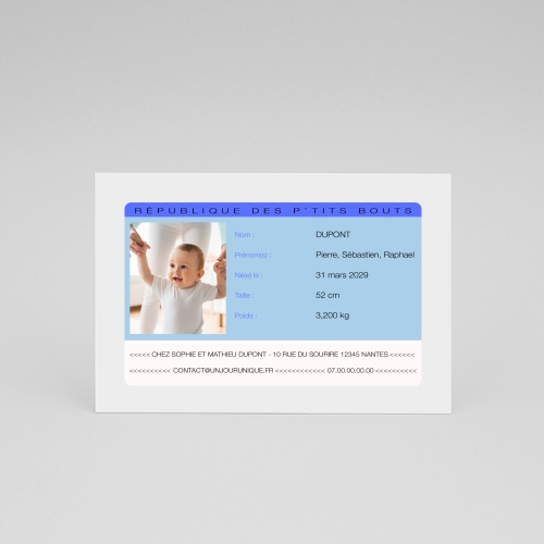 Invitation - Carte d'identité bleue