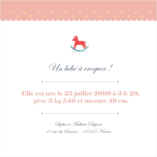 Invitation Cheval à bascule - Fille
