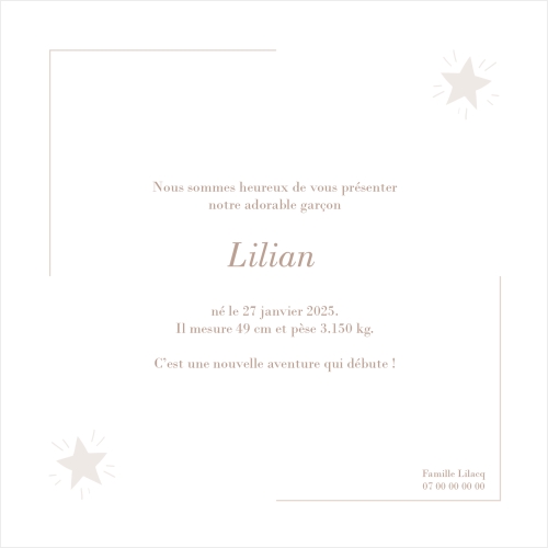 Invitation Composition étoiles