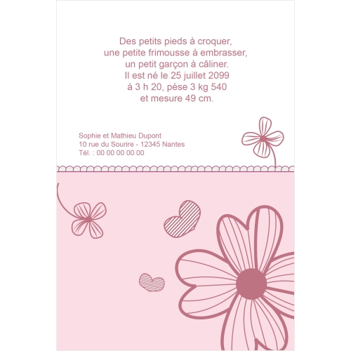 Invitation Fleurs roses