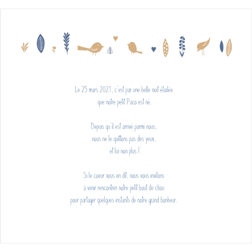 Invitation Motif bleu et ocre