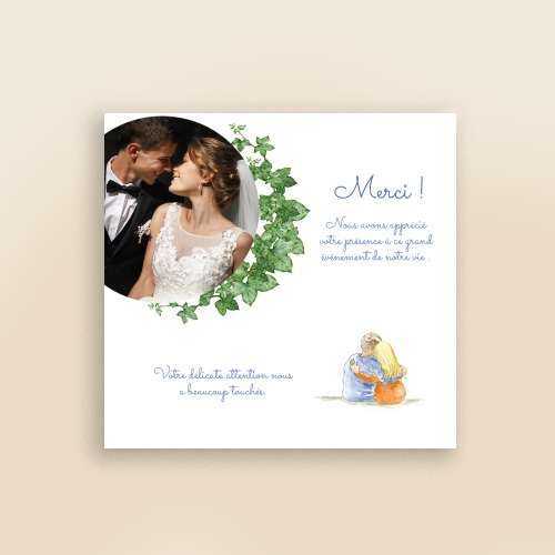 Cartes Remerciements Mariage Amoureux aquarelle