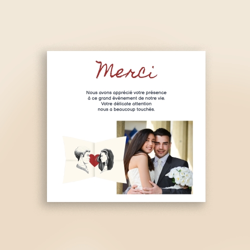 Cartes Remerciements Mariage Couple papier