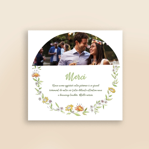 Cartes Remerciements Mariage Couronne d'été
