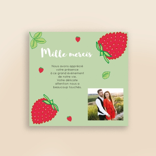 Cartes Remerciements Mariage Fraises des bois