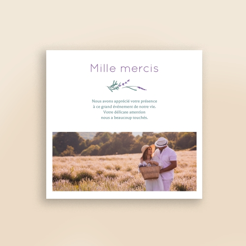 Cartes Remerciements Mariage Lavande