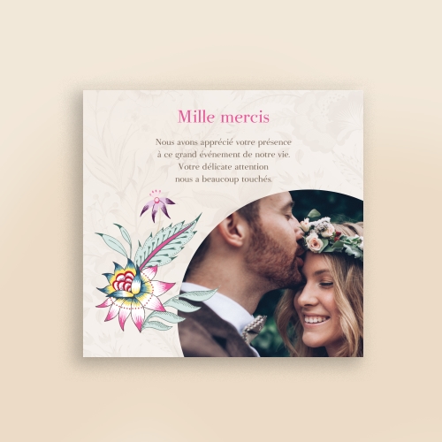 Cartes Remerciements Mariage Plume de paon