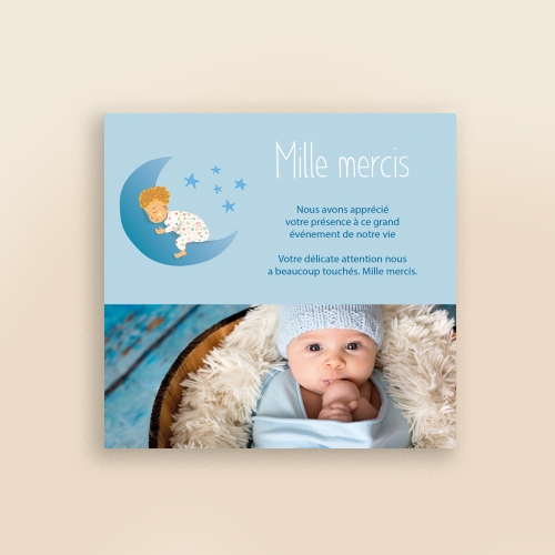 Cartes Remerciements Naissance Bébé lune