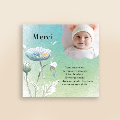 Cartes Remerciements Naissance Coquelicot