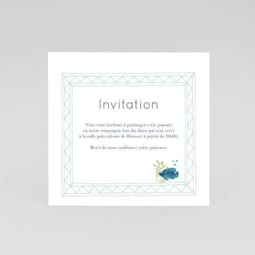 Cartes Invitation Baptême Algues marines