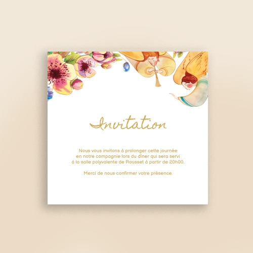 Cartes Invitation Baptême Aquarelle anges