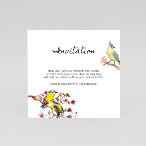 Cartes Invitation Baptême Aquarelle oiseau
