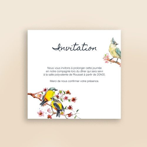 Cartes Invitation Baptême Aquarelle oiseau