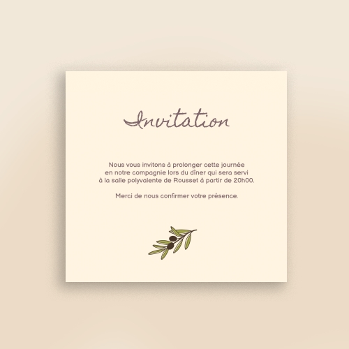 Cartes Invitation Baptême Branche d'olivier