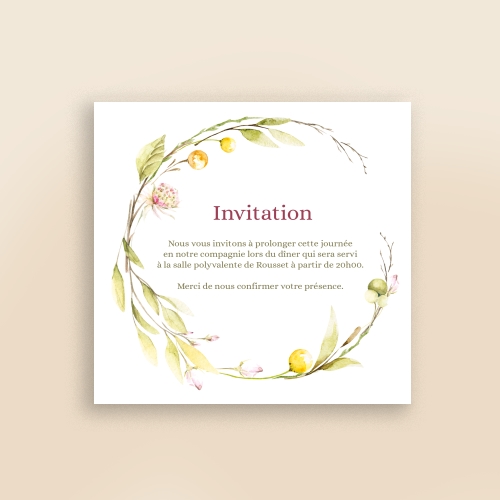 Cartes Invitation Baptême Couronne vert tendre