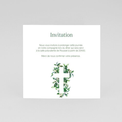 Invitation Baptême Croix florale