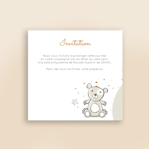 Cartes Invitation Baptême Petit ourson