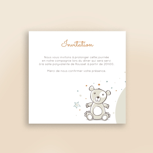 Cartes Invitation Baptême Petit ourson