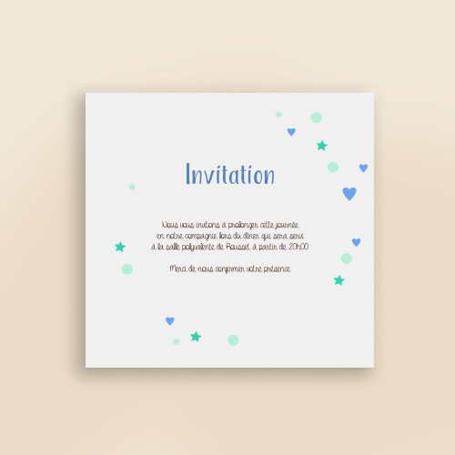 Cartes Invitation Baptême Petits cœurs