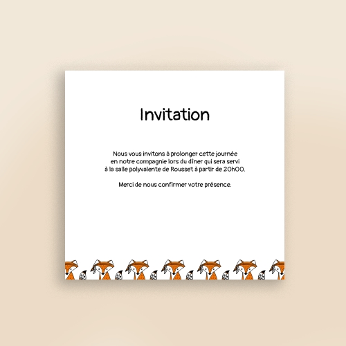 Cartes Invitation Baptême Renard