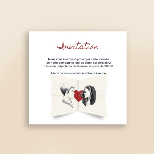 Cartes Invitation Mariage Couple papier