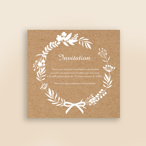 Cartes Invitation Mariage Couronne Kraft