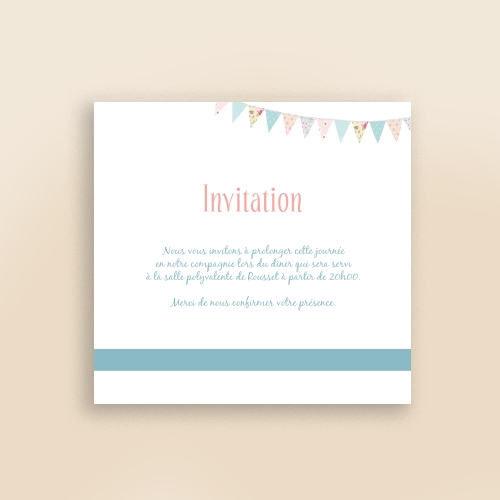 Cartes Invitation Mariage Fanions pastels