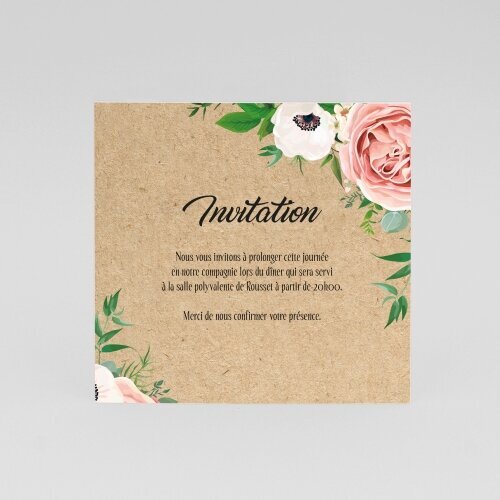 Cartes Invitation Mariage Floral kraft