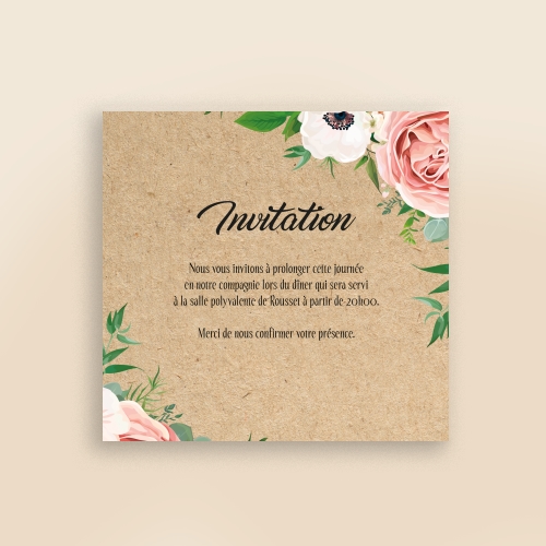 Cartes Invitation Mariage Floral kraft