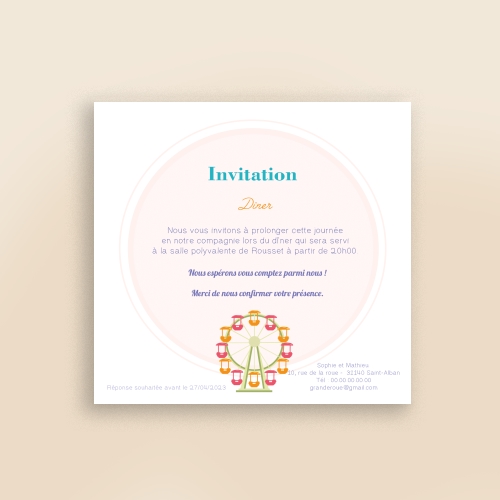 Cartes Invitation Mariage Grande Roue