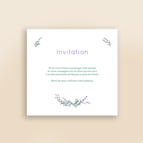 Cartes Invitation Mariage Lavande