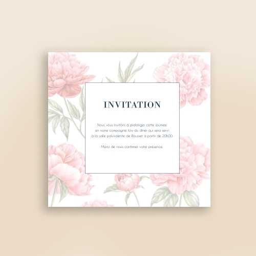 Cartes Invitation Mariage Pivoine