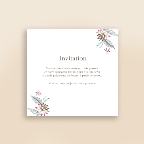 Cartes Invitation Mariage Plume de paon