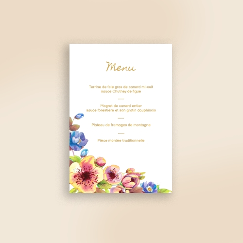 Cartes Menu Baptême Aquarelle anges