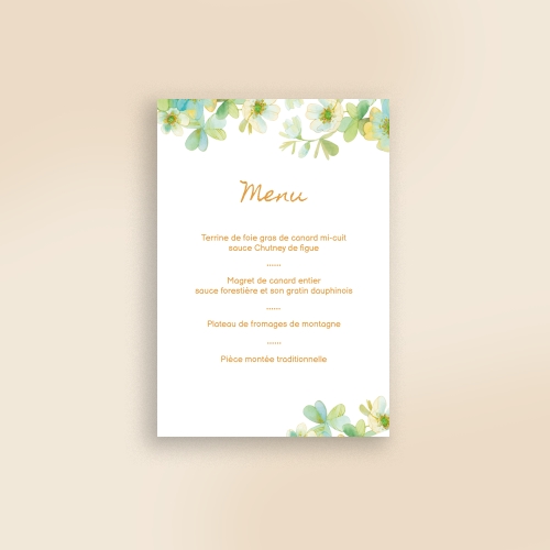 Cartes Menu Baptême Aquarelle couronne ange