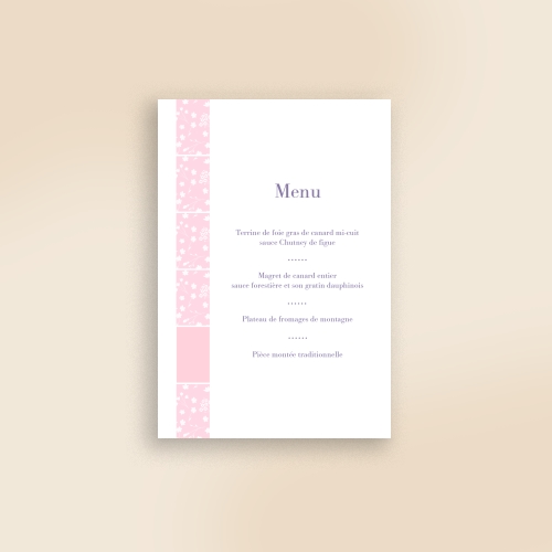 Cartes Menu Baptême Baptême fille