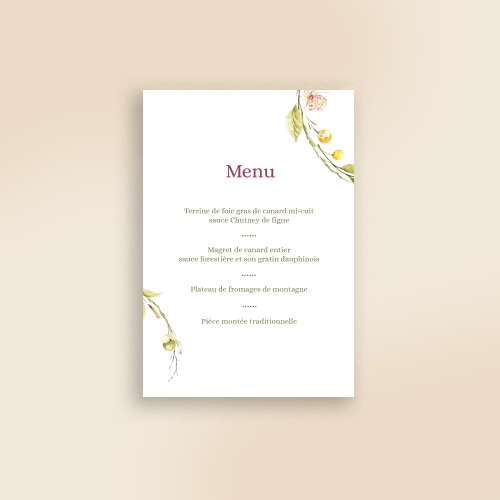 Cartes Menu Baptême Couronne vert tendre