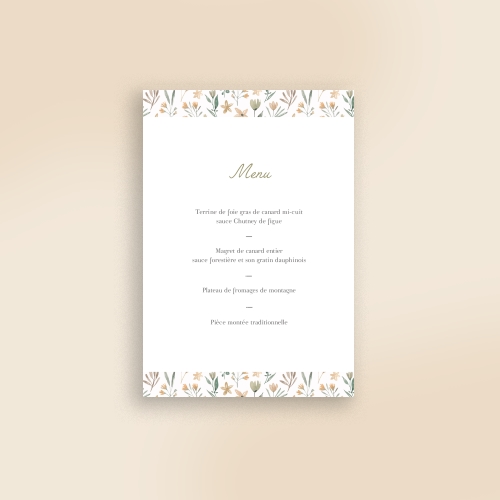 Cartes Menu Baptême Feuille d'automne