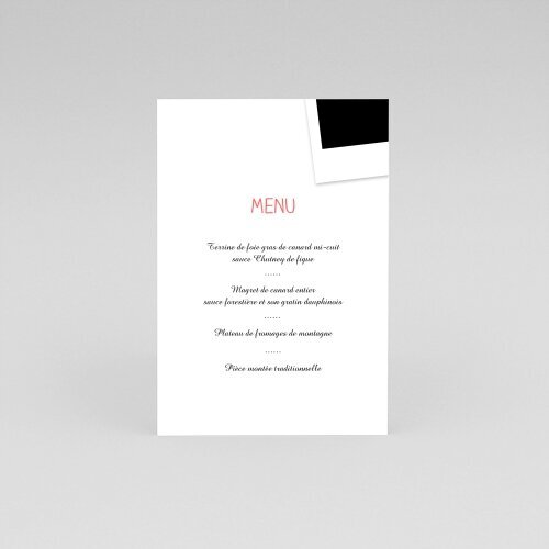 Cartes Menu Baptême Nœud kraft polaroid